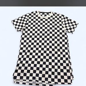 Hollister Checkerboard Short Sleeve Crewneck T-Shirt — Black & White